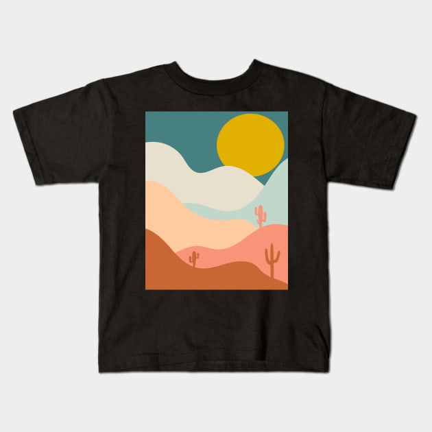 Abstract Mountain Cactus Landscape Kids T-Shirt by OpalEllery